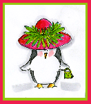 Feather Boa Hat Penguin Card